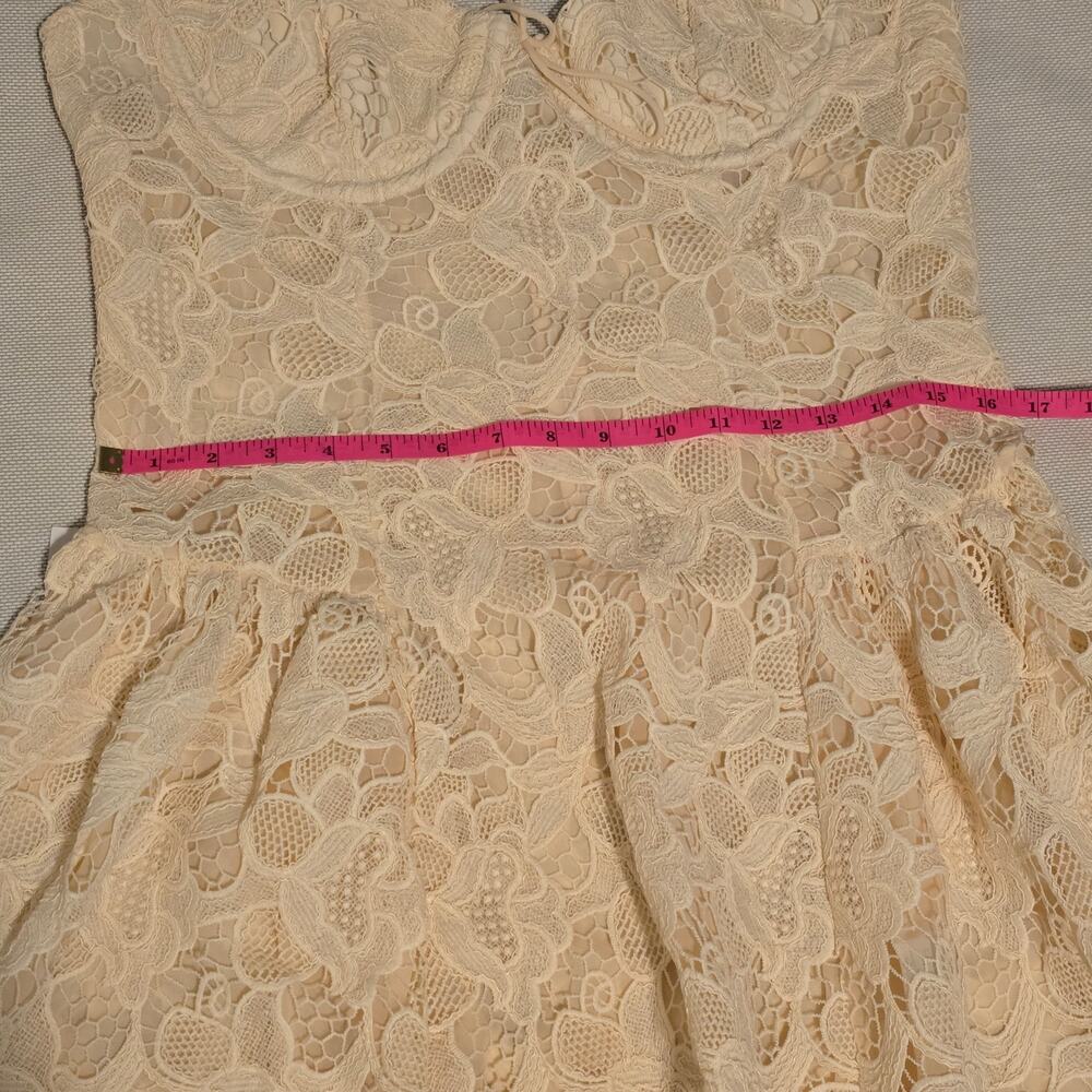 For Love & Lemons Coco Lace Mini Dress Cream XL NWT Underwire Scalloped Cocktail - Picture 9 of 14